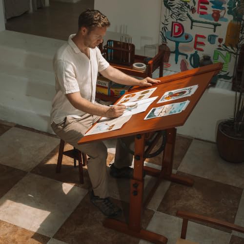 Extra-Large Wood Drafting Table, 42" x 30" Adjustable Art Drawing Desk