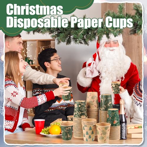 Qinyoung Rustic 8oz Christmas Kraft Paper Cups, 120 Pack (6 Styles) – Festive Hot Drinks