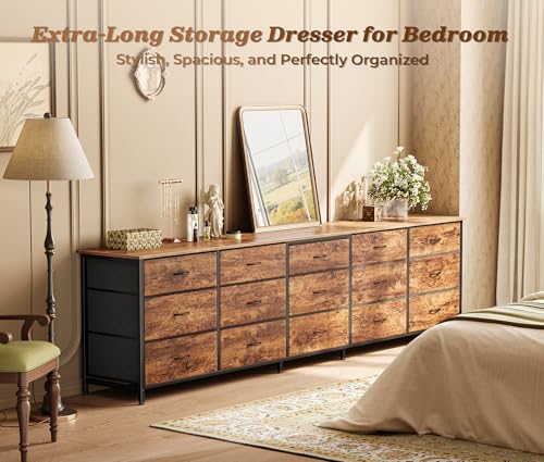 78.7-Inch Extra Long 15-Drawer Dresser and TV Stand for Bedroom
