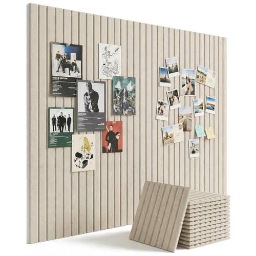 12-Pack Felt Bulletin Board Tiles, Modular Wall Pin Board Set, 48x36 Inch