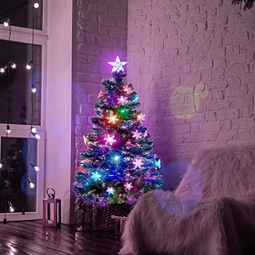 3ft Pre-Lit Fiber Optic Christmas Tree with Multi-Color LED Lights & Star