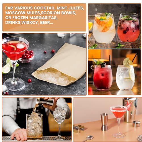Cakasi Lewis Bag and Ice Mallet Crush Set - Wooden Ice Hammer & Reusable Canvas Bag for Cocktails & Drinks