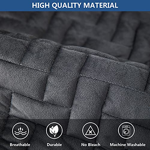Anti-Slip Velvet Armrest Covers for Sofa & Loveseat - Dark Gray