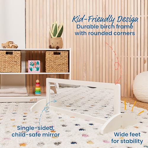 Toddler Wooden Bi-Directional Floor Mirror - Shatter-Resistant Montessori Mirror