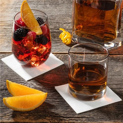 Disposable Linen-Like Cocktail Napkins - 100 Count Premium Beverage Napkins