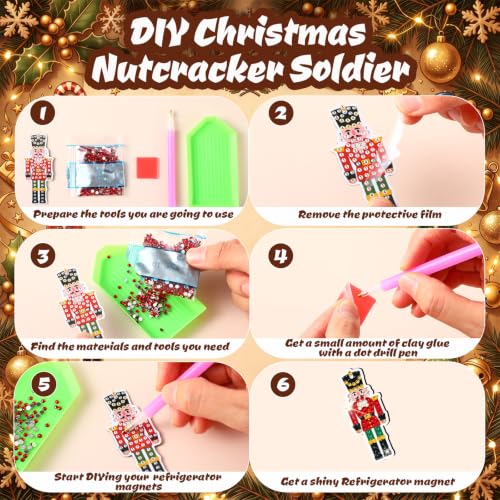 Sabary 30 Pcs Nutcracker Christmas Magnet Craft Kit for DIY Holiday Decor