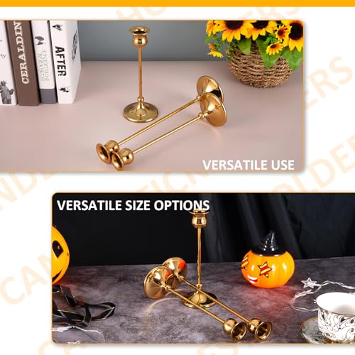 Pusenlan Tall Gold Taper Candle Holders Set of 6 | Vintage Metal Candelabra for Holidays & Weddings