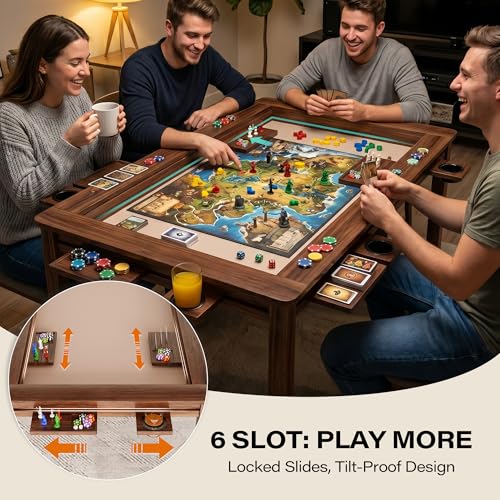 Convertible Board Game Table with Dining Top, 54x31 Inch Gaming Area