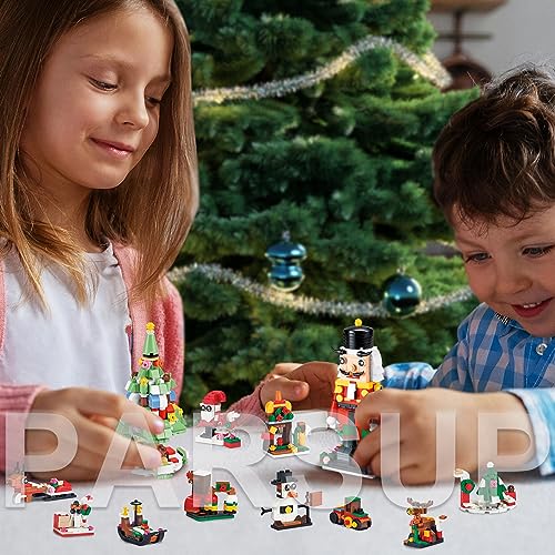 PARSUP 6-in-1 Christmas Advent Calendar Blocks (Red/Blue/White) – 24 Doors