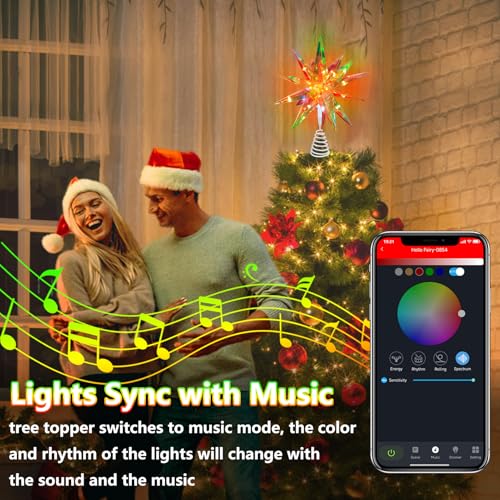 LED Christmas Tree Topper Star 10.5 inch USB Smart LED Light with App & Remote Control