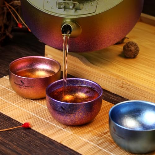 Boundless Voyage Rosepink Titanium Double Layer Heat Insulated Teacup - Lightweight Camping Drinkware