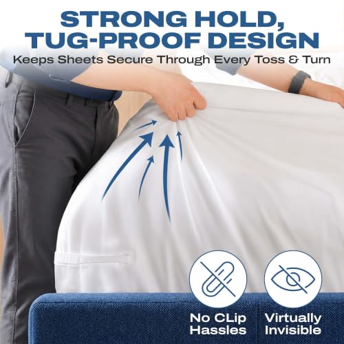 Heavy Duty Bed Sheet Holders for Corners - 4 Pack Snap Locks