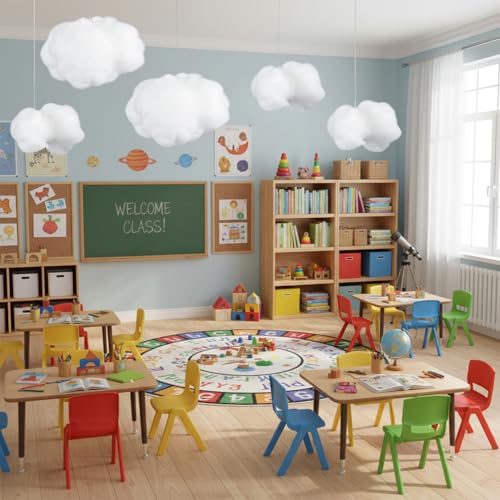 6-Piece Artificial Hanging Cloud Props for Ceiling Party Decor