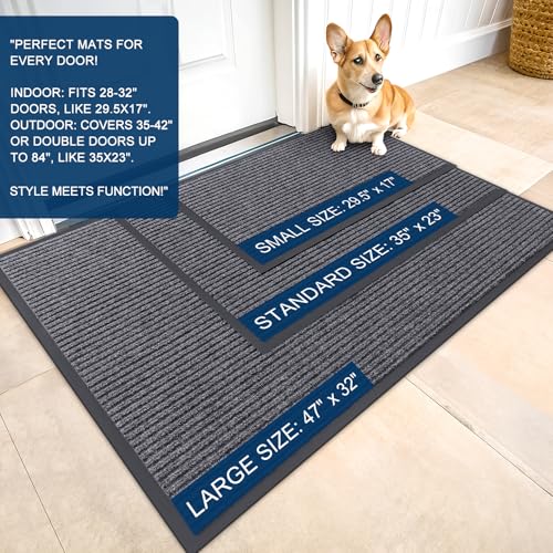 Heavy-Duty Front Door Mats 2-Pack - 29.5"x17" Non-Slip Indoor Outdoor Doormats