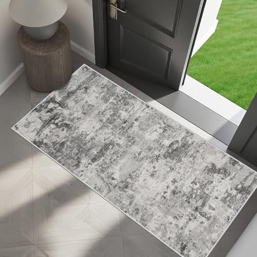 2x4 Washable Abstract Runner Rug, Non-Slip Low Pile Entryway Floor Mat