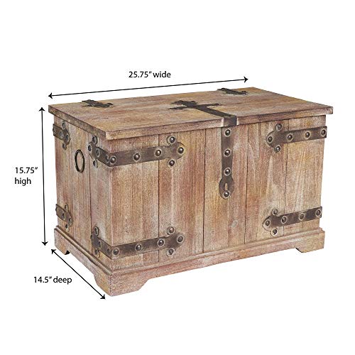 Victorian Style Decorative Wood Storage Trunk with Metal Accents