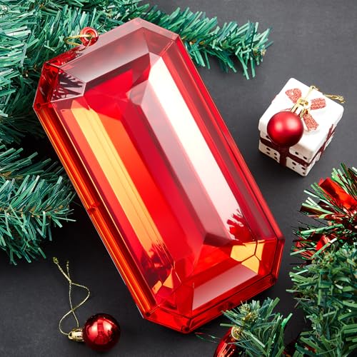 Syhood 9.5 Inch Red Rectangle Jewel Ornament for Christmas Tree, Festive Decor