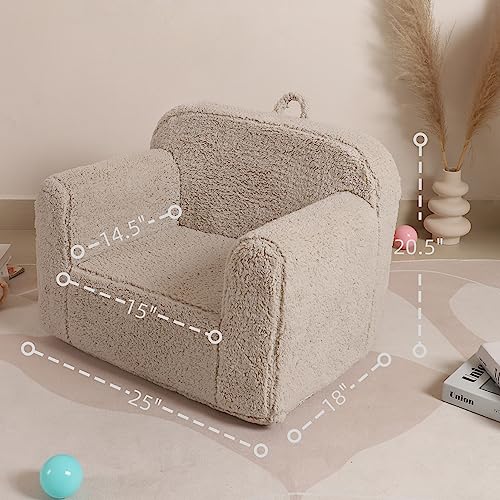MOMCAYWEX Kids Snuggly-Soft Sherpa Chair, Comfy Sofa Light Grey