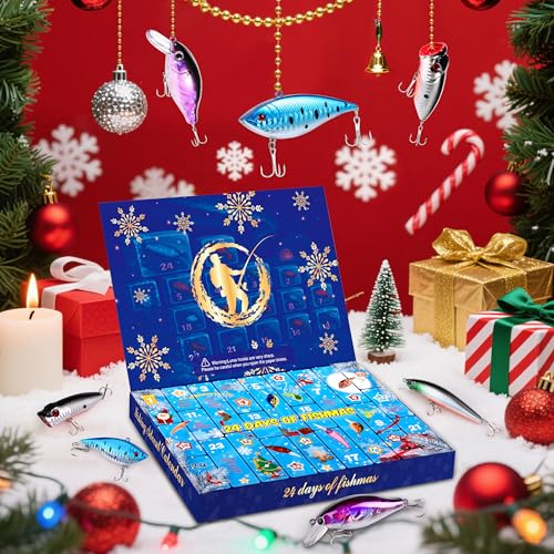 Fishing Advent Calendar 2026 - 24 Days Christmas Countdown Lures Set