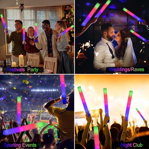 30-Pack LED Foam Glow Sticks, Multicolor Light-Up Foam Wands for Parties