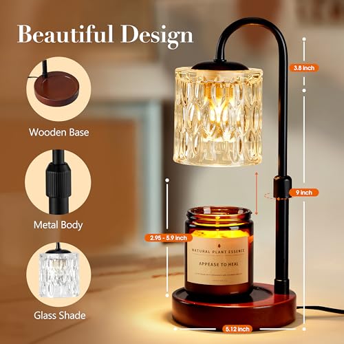 Dimmable Electric Candle Warmer Lamp with Timer and Adjustable Height