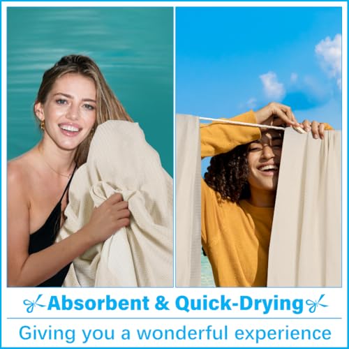 Vikumond Oversized Turkish Beach Towel Blanket - 88x82 Sand Free Quick Dry
