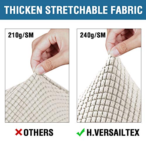 4-Piece Stretch Couch Cover for 3 Cushion Sofa - Thick Jacquard (Ivory)