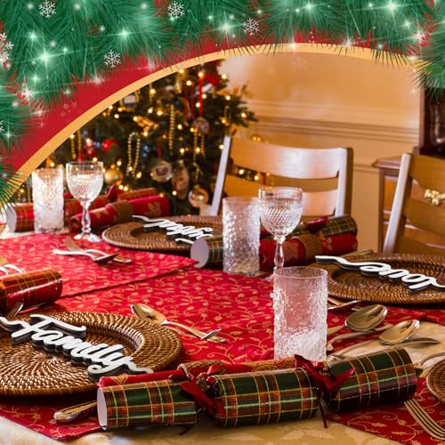 Suzile 24 Pcs Christmas Wooden Letter Signs White – 8 Styles Place Card Wood Cutouts