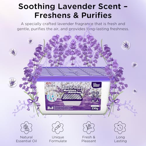Lavender Scented Moisture Absorber & Dehumidifier 6 Pack for Closet