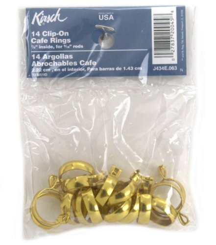Cafe Curtain Clip Rings, 7/8 Inch Diameter, 14-Pack for 9/16 Inch Rods