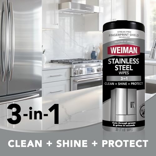 Stainless Steel Cleaner & Polisher Wipes - 30 Count, Streak-Free Shine