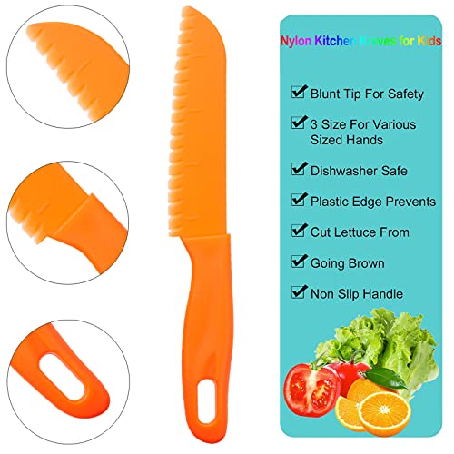 6-Piece Plastic Kitchen Knife Set Safe Serrated Edges for Kids Cooking