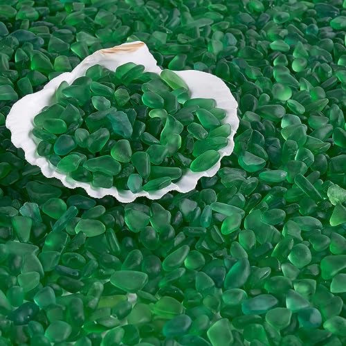Green Sea Glass Stones for Crafts - 1 lb Small Pebbles for Aquariums & Vases