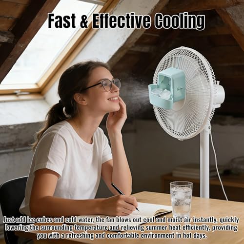 Portable Fan Cooling Attachment Ice Box Cooler with Hook for Home and Patio