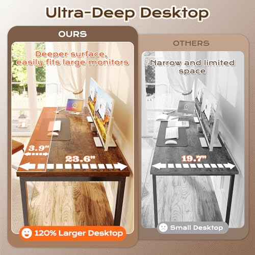 55x24 Inch Computer Desk with Power Outlets, USB-C Charging & Sturdy Frame