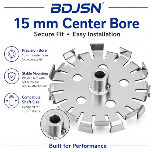 BDJSN 220mm Stainless Steel Disperser Mixer Blade with 15mm Bore for IBC & Tank Mixers
