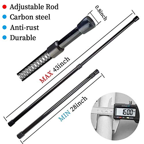 Adjustable Spring Tension Curtain Rod (28-43 Inch) - Heavy Duty No-Drill Rod