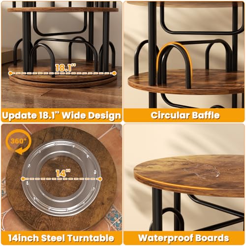 6-Tier Rotating Bookshelf, 360° Spinning Tower Bookcase for Small Spaces