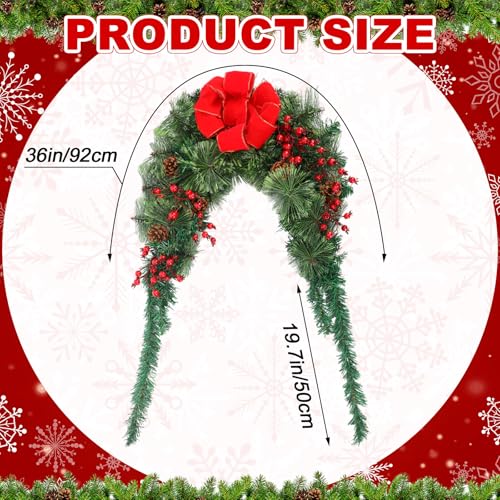 Suncalla 36-Inch Christmas Mailbox Swag Decor with Lights & Red Bow