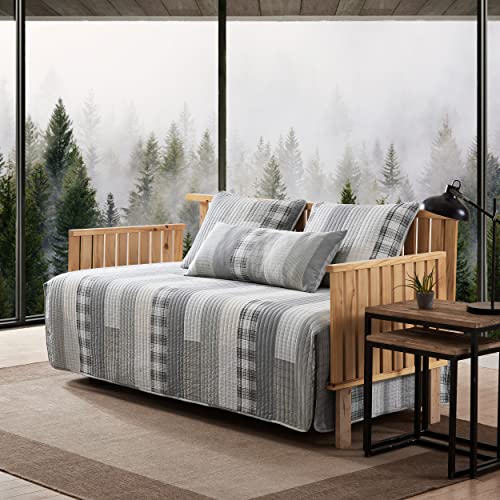 Eddie Bauer Daybed Set - 4 Piece Cotton Bedding with All Season Lodge Decor - Fairview Grey