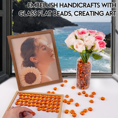 Orange Flat Glass Gems (1 lb) - Decorative Pebbles for Vases & Aquariums