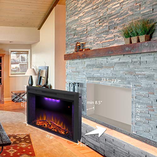 36-Inch Electric Fireplace Insert with Sound and Remote Control