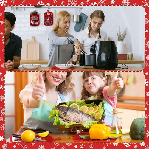 Jingmore 12 Pcs Christmas Pot Holders with Pocket – Classic Red Cotton Oven Mitts
