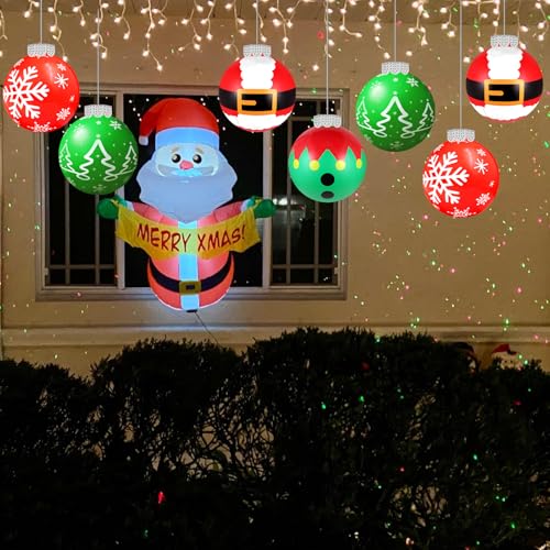 YOTNUS 9-Inch Large Inflatable Christmas Balls, 24 Pcs with Front Porch Holiday Patterns
