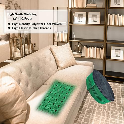 Elastic Upholstery Webbing Strap for Furniture Repair, 2-inch x 32-foot