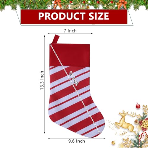 Tokforty Red Candy Cane Christmas Stockings 19 Inch, Pack of 12 - Holiday Decor