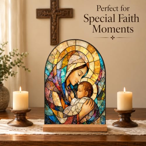 Blessed Mother Mary Statue Acrylic Tabletop Decor for Home Altar