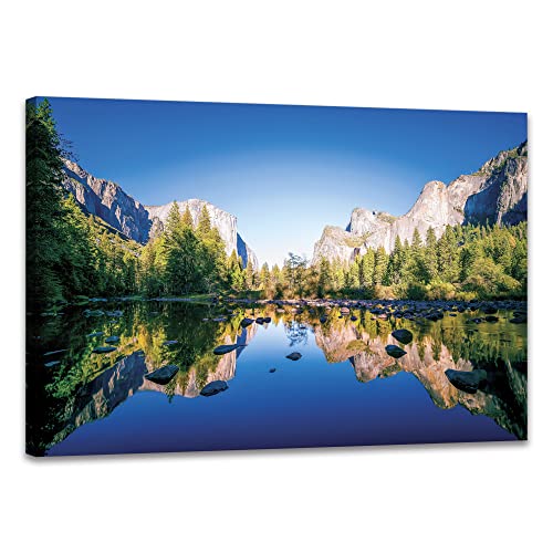 SKASNFAI Yosemite National Park Forest Canvas Wall Art 24x36 Framed (Forest 03) – Blue Lake