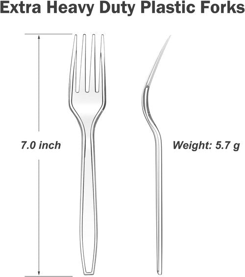 Dealusy Heavy Duty Clear Plastic Forks - 360 Count, BPA-Free & Heat Resistant | Premium Disposable Party Supply