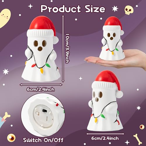 Christmas Ghost Night Light with Santa Hat - Warm LED Holiday Decor